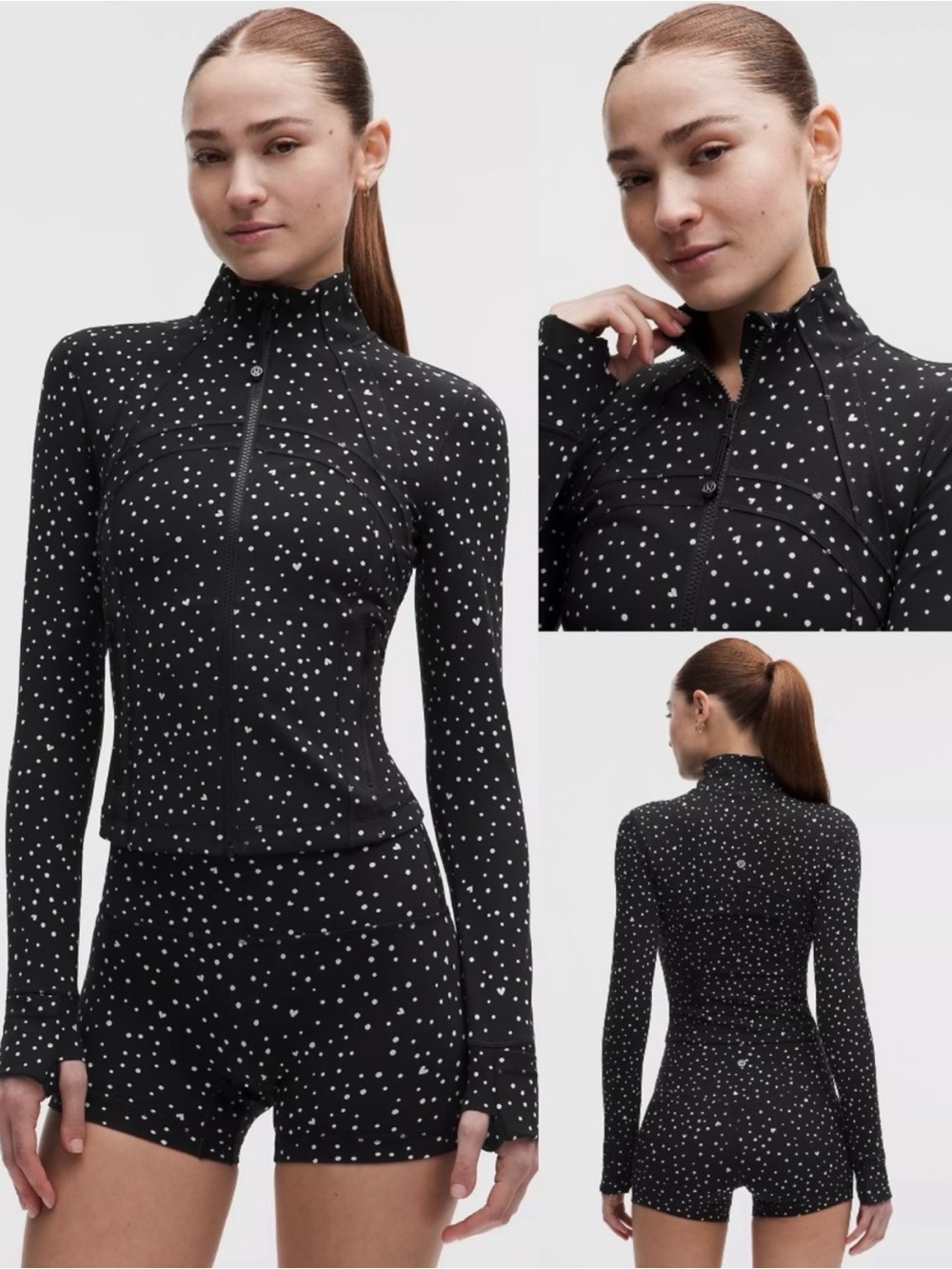 lululemon Define Cropped Jacket sz 12 NWT Rare Scattered Heart Black (sold out)